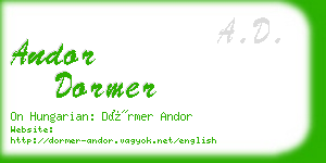 andor dormer business card